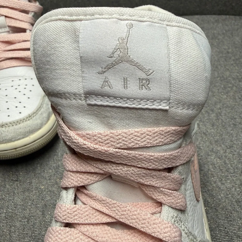 Air Jordan 1 Mid iron ore Pink Salt White Grey Sneakers 7.5